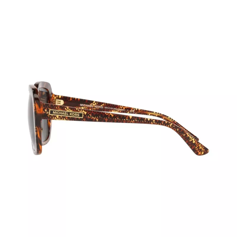 Óculos de sol quadrados de mulher Michael Kors MK2140-366787, armação em tartaruga escura, lentes castanhas degradê, 55/18/140 mm