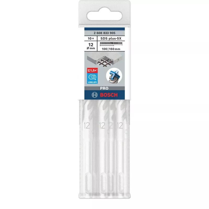 Broca de martelo BOSCH 2608833905 PRO SDS Plus-5X 12x100x160 mm