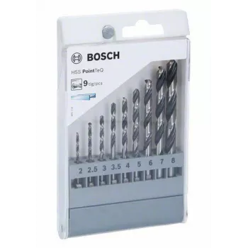 Conjunto de brocas para metal Bosch HSS PointTeQ, 9 peças, 2-10 mm, brocas helicoidais 2607002826