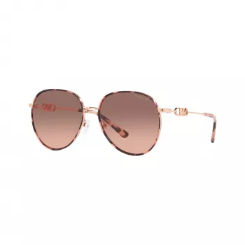 Óculos de sol de mulher Michael Kors MK1128J110813 modelo piloto, armação dourada clara, lentes castanhas degradê, 58/17/145 mm