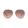 Óculos de sol de mulher Michael Kors MK1128J110813 modelo piloto, armação dourada clara, lentes castanhas degradê, 58/17/145 mm