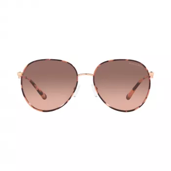 Óculos de sol de mulher Michael Kors MK1128J110813 modelo piloto, armação dourada clara, lentes castanhas degradê, 58/17/145 mm