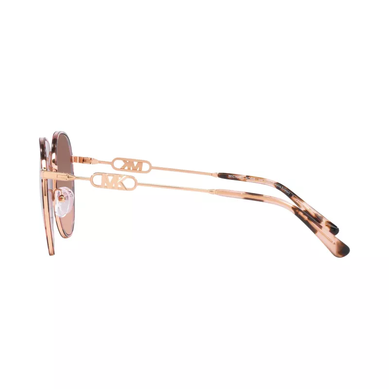 Óculos de sol de mulher Michael Kors MK1128J110813 modelo piloto, armação dourada clara, lentes castanhas degradê, 58/17/145 mm