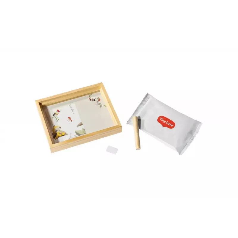 Conjunto de recordação de impressões de mãos e pés de bebé Tiny Love moldura de madeira simples