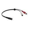 Cabo adaptador de áudio Kramer C-A35F/2RAM-1 - ficha de 3,5 mm fêmea para 2x ficha RCA macho, 30 cm, preto