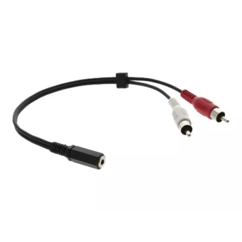 Cabo adaptador de áudio Kramer C-A35F/2RAM-1 - ficha de 3,5 mm fêmea para 2x ficha RCA macho, 30 cm, preto