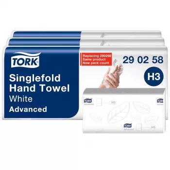 Tork Advanced H3 toalhetes de mãos em Z 2 folhas branco (290258) – 3750 toalhetes