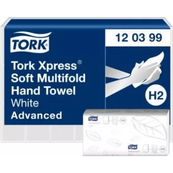 TORK Xpress H2 Advanced toalhetes de mãos multifold, 2 folhas, branco, 2850 folhas (120399)