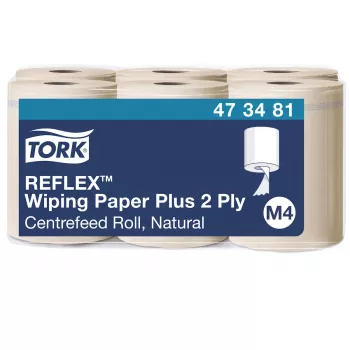 Tork Reflex Advanced M4 rolos de papel de limpeza centrefeed, 2 folhas, natural, 429 folhas, 6 rolos 473481