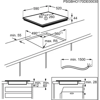 Placa de indução Electrolux LIR60433B 60 cm, 4 zonas, controlo tátil, preta
