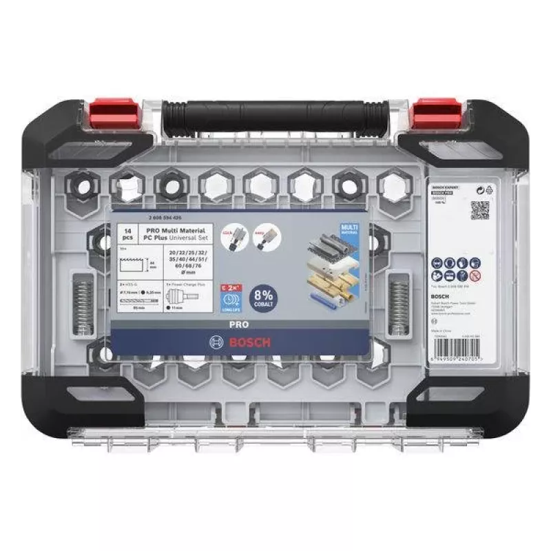 Conjunto de 11 serras copo Bosch 2608594426 Progressor para madeira e metal (20-76 mm) com adaptadores Power Change e brocas-piloto