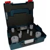 Conjunto de serras copo Bosch Progressor para madeira e metal, 7 peças, diâmetro 20-114 mm, encaixe Power Change, HSS bimetal, com mala 2608594431
