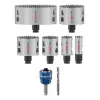 Conjunto de serras copo Bosch Progressor para madeira e metal, 7 peças, diâmetro 20-114 mm, encaixe Power Change, HSS bimetal, com mala 2608594431
