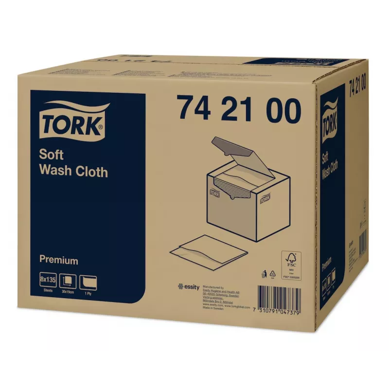 Panos de lavar Tork Premium Soft 1 folha brancos, 1080 panos (742100)