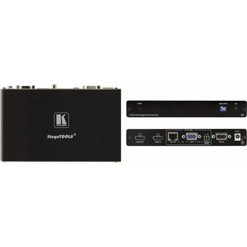 Transmissor de sinal A/V e de controlo Kramer TP-752T sobre par entrançado - 600m