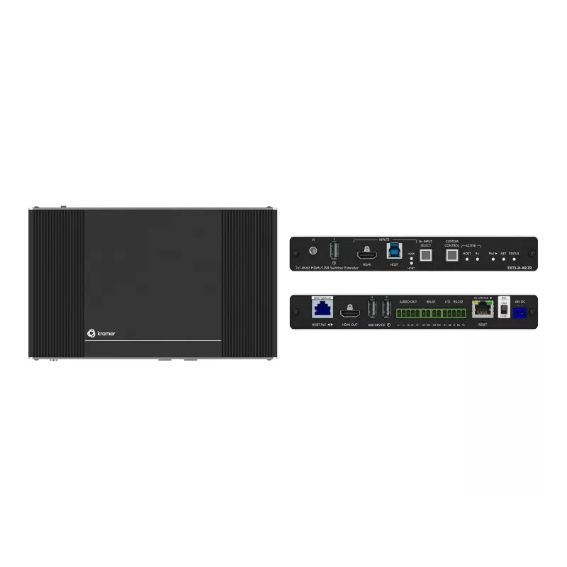 Kramer Electronics EXT3-21-XR-TR HDMI AV+ USB+ GE comutador inteligente PoE de 2 vias Tx e comutador Rx 2x1 (50-80584090)
