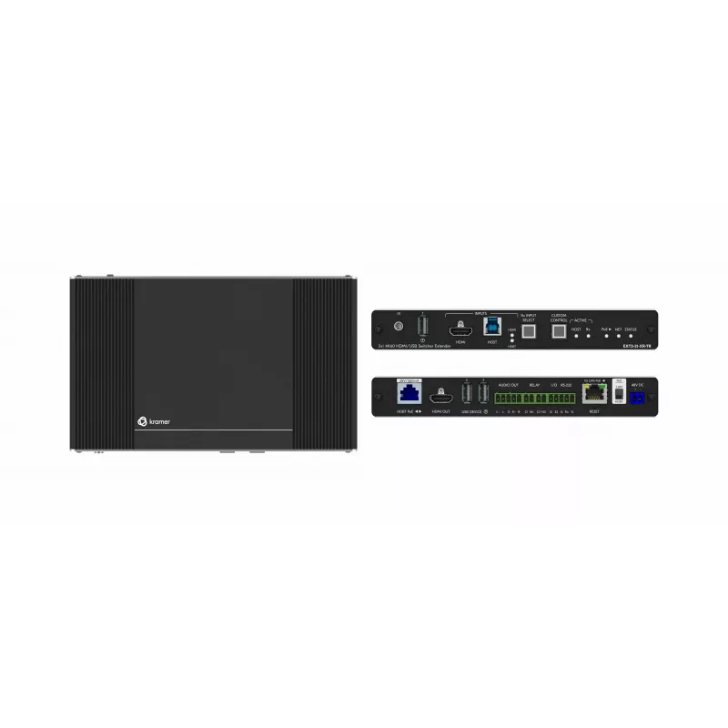 Kramer Electronics EXT3-21-XR-TR HDMI AV+ USB+ GE comutador inteligente PoE de 2 vias Tx e comutador Rx 2x1 (50-80584090)