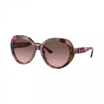 Michael Kors MK2214U39989T óculos de sol de mulher quadrados em acetato, armação tartaruga escura, lentes castanhas degradê, 56mm