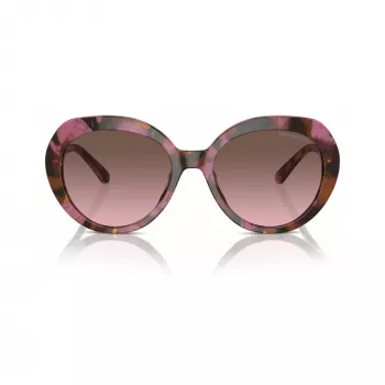Michael Kors MK2214U39989T óculos de sol de mulher quadrados em acetato, armação tartaruga escura, lentes castanhas degradê, 56mm