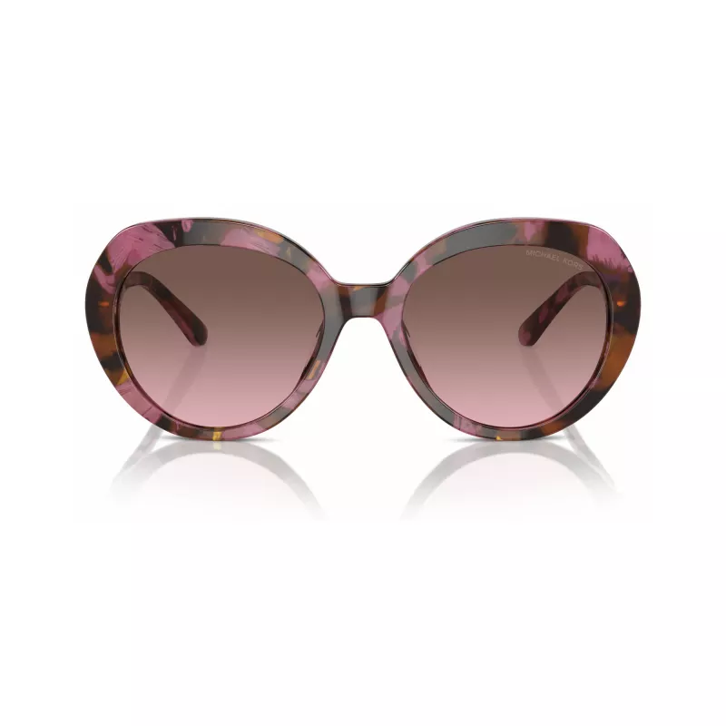 Michael Kors MK2214U39989T óculos de sol de mulher quadrados em acetato, armação tartaruga escura, lentes castanhas degradê, 56mm