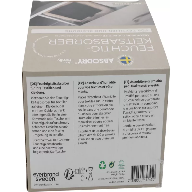 Absodry Duo Family absorvedor de humidade para roupa e têxteis, 2x 100 g (220-dft-e8)