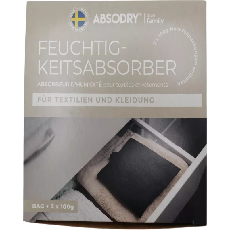 Absodry Duo Family absorvedor de humidade para roupa e têxteis, 2x 100 g (220-dft-e8)