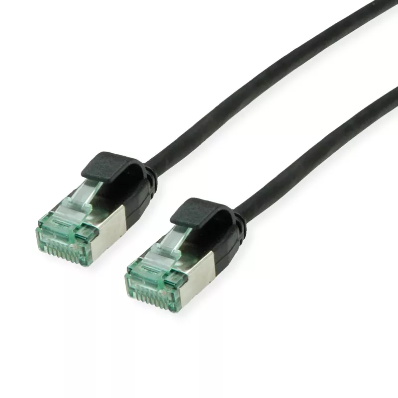 Cabo de patch ROLINE RM U/FTP Cat.6A Slim, preto, 0,3 m 21.45.3351