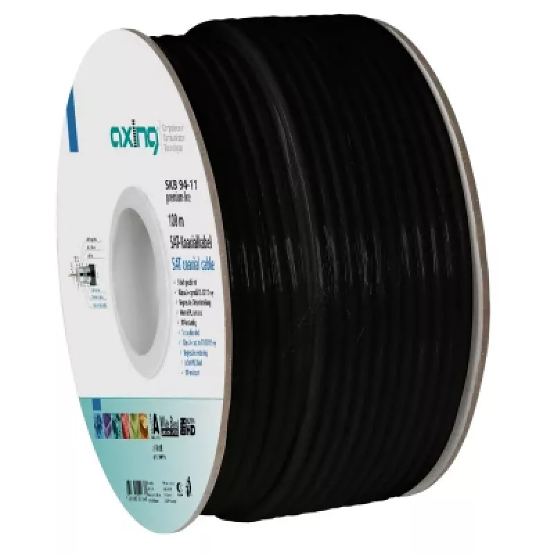 Cabo coaxial AXING SKB 94-11, tripla blindagem, 100 m, branco SKB09411