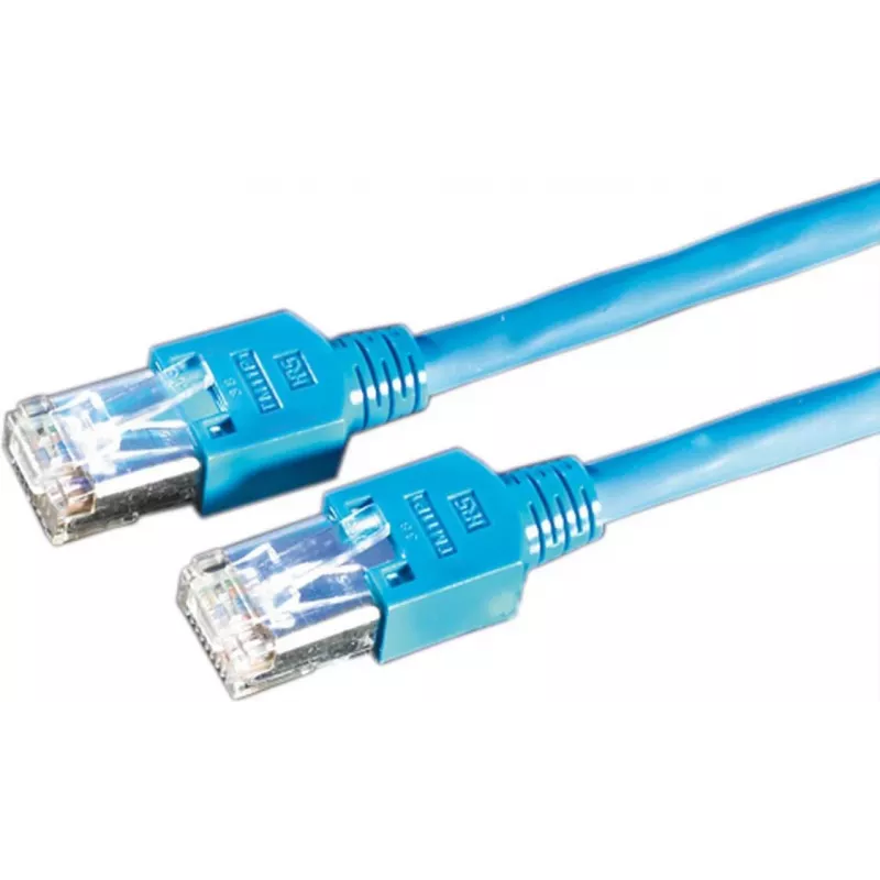 Cabo de rede SFTP Cat5e Dätwyler 21.05.8104 de 10 m, RJ-45 para RJ-45, sem halogéneos, azul