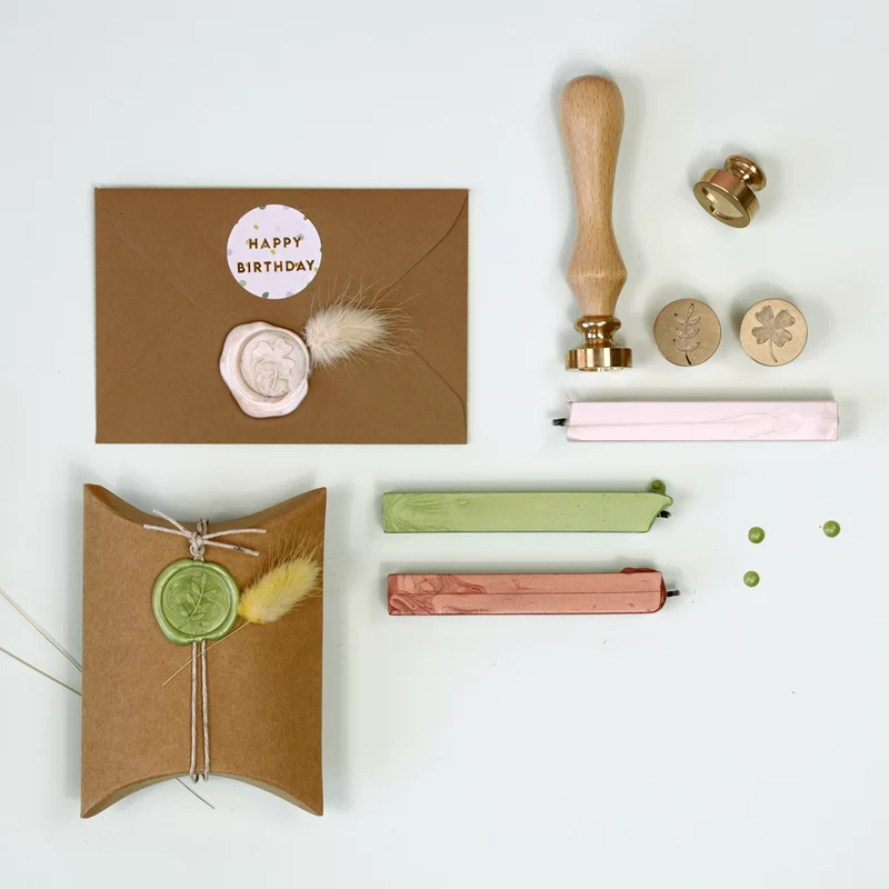 Conjunto de cera de selar Artoz rosa claro, verde claro, cobre (137605-21)