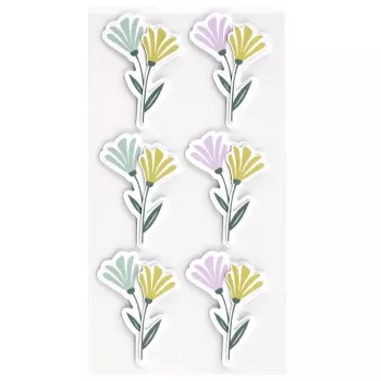 Autocolantes de papel flores 3D Artoz, 6 unid., autoadesivos, vários motivos florais para trabalhos manuais, scrapbooking, cartões, decoração, multicolor, superfície mate 185600-222