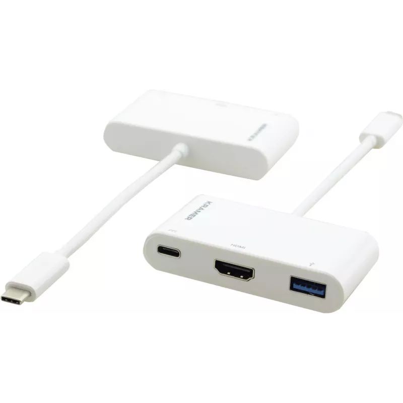 Adaptador multiporta USB-C Kramer ADC-U31C/M2 – 4K HDMI, USB-A, USB-C PD, 17 cm, branco 99-97210004