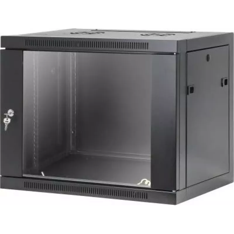 Armário de rede de parede 19 polegadas Intellinet, montagem sem ferramentas, 9U, 450 mm de profundidade, preto RAL 9005 (716833)