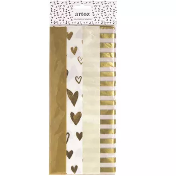 Papel de seda decorativo ARTOZ pontos dourado/branco 50 x 70 cm (144500-76)