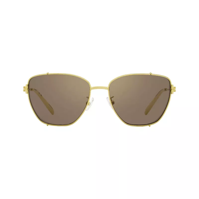 Óculos de sol quadrados de mulher Tory Burch TY6105, armação dark havana, lentes brown gradient, 55mm TY6105-32787N