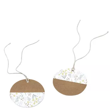 Etiquetas de presente de papel Artoz castanho branco Hangtag Set Kraft redondas 6,5 cm 6 unid. (144500-255)