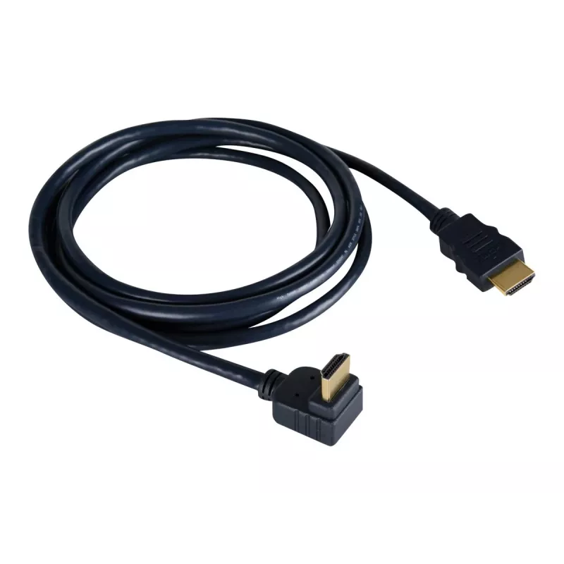 Kramer C-HM/RA-6 Cabo HDMI High-Speed com Ethernet, Ficha HDMI para Ficha HDMI em Ângulo Reto, 1,8m, Triplamente Blindado, Cinzento, Suporte 4K 97-0143006