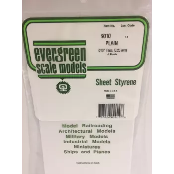 Evergreen 9010 Placa de Poliestireno 300 x 150 x 0,25 mm, Branco, Pack de 4