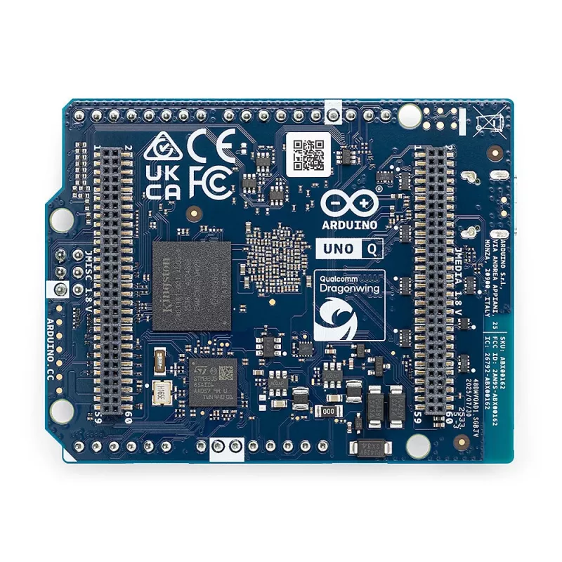 Arduino Uno Q ABX00162 Placa de desenvolvimento, 2 GB / 16 GB eMMC, 4 x 2,0 GHz
