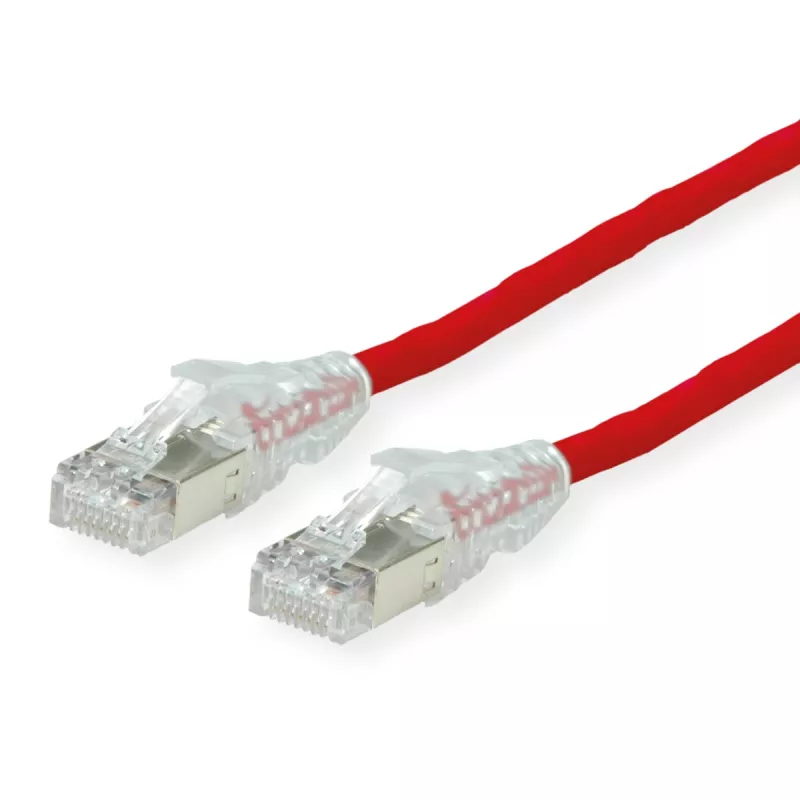 Dätwyler Cabo de rede CAT 6a SFTP PiMF LSZH, ficha RJ-45 macho para ficha RJ-45 macho, 15 m, Vermelho, 10 Gbps, 500 MHz, Snagless 21.05.0616