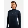 Odlo mulher Merino 200 BL top gola alta manga comprida half zip base layer - Dark Sapphire, Tamanho M