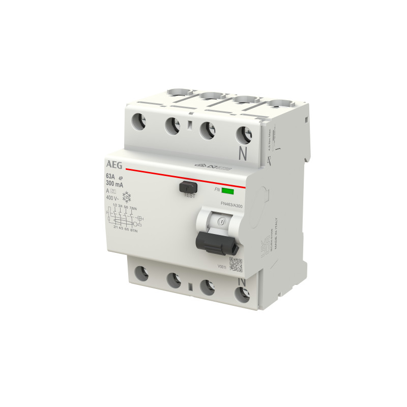 AEG BUSCH JAEGER FN463/A300 interruptor diferencial, 4P, 63A, 300mA, Tipo A 2CSF704156R3630