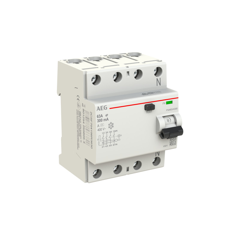 AEG BUSCH JAEGER FN463/A300 interruptor diferencial, 4P, 63A, 300mA, Tipo A 2CSF704156R3630
