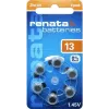 Renata ZA13.DP6 0HG Pilha de zinco-ar para aparelhos auditivos PR48, 1,4 V, 305 mAh, pack de 6