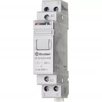 Finder Série 20 Relé de impulso, 1NO+1NC, 20A, bobina 24V AC, calha DIN 202380244000