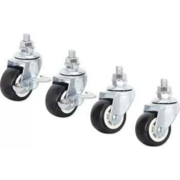 Intellinet Basic Line Conjunto de rodas para armário de parede 19 polegadas, 4 rodas (2 com travão), capacidade de carga 60 kg, preto/prateado 716819