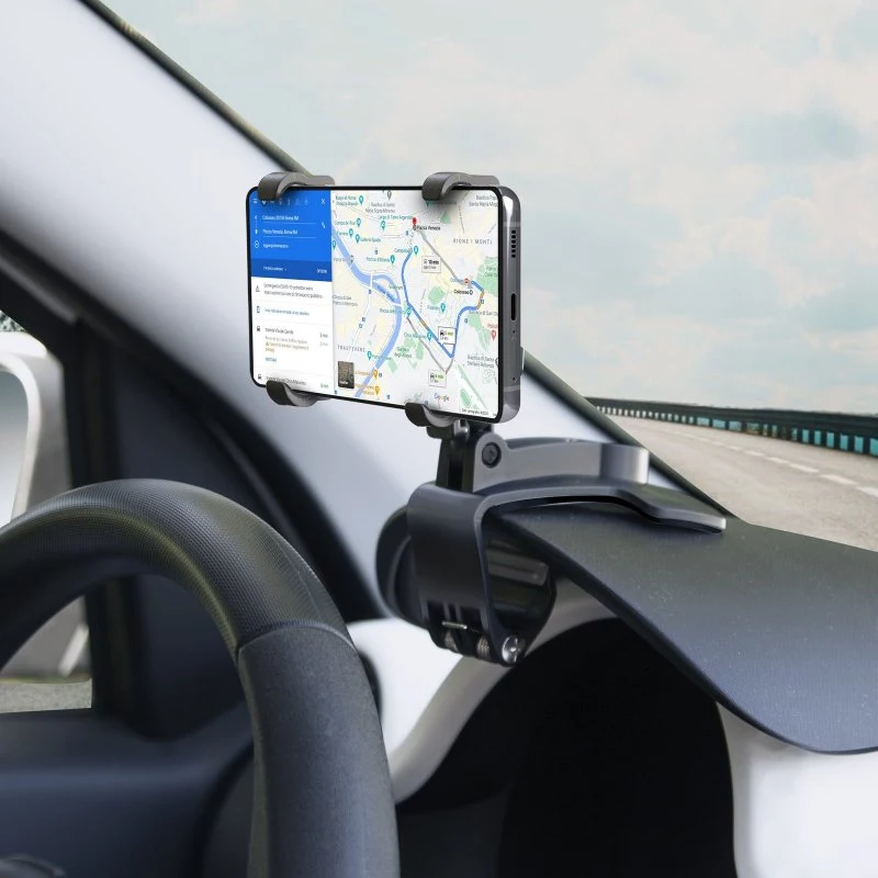 SBS suporte de telemóvel para automóvel articulado para painel com clipe para smartphones até 7 polegadas, rotação 360°, preto (TESUPPWHEELK)