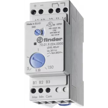 Relé de monitorização de nível Finder para líquidos condutores, 24V AC/DC, 1 CO, série 72.01 720180240002