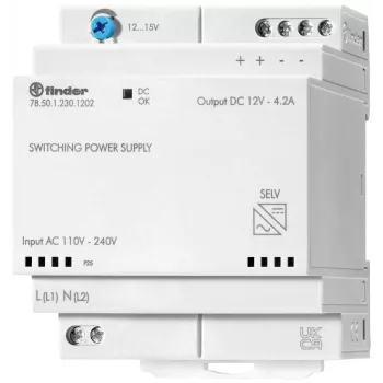 Fonte de alimentação para calha DIN Finder 78.50.1.230.1202 12 V DC 4,6 A 50 W