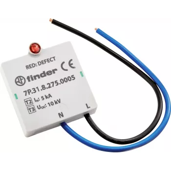 Finder 7P.31.8.275.0005 Dispositivo de proteção contra sobretensões Tipo 2, 1 polo, 275 V AC, 20 kA